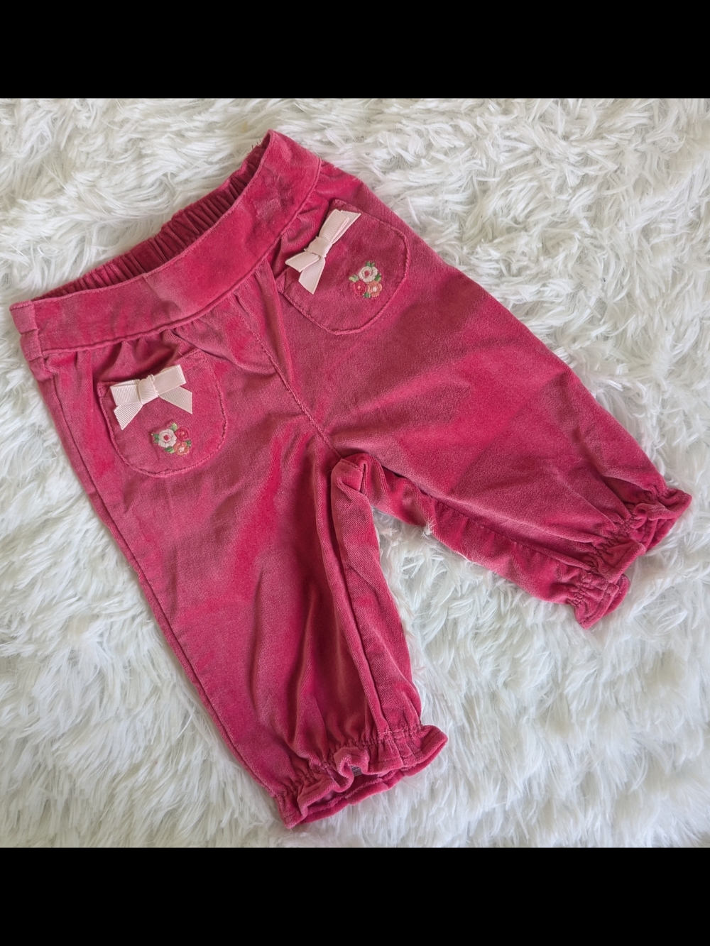 Gymboree Pink Velvet Baby Pants with Bow Pockets